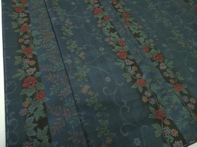 平和屋着物●本場大島紬 9マルキ 草花間道 正絹 逸品 未使用 DABF7852ps