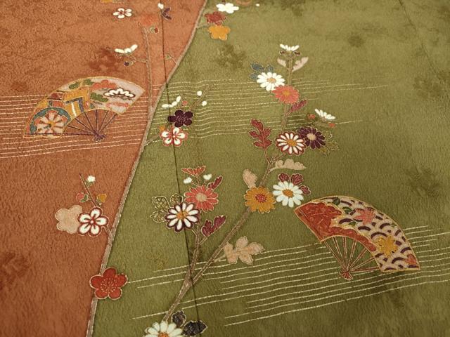 平和屋着物●訪問着 駒刺繍 扇面宝尽くし花文 金彩 正絹 逸品 DABF7855ps