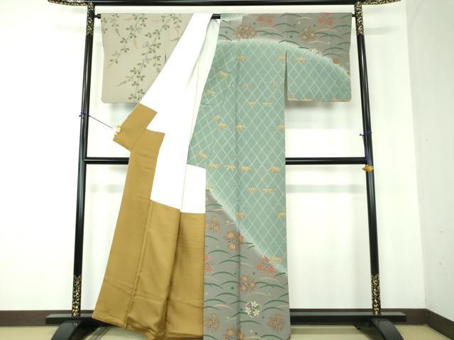 平和屋着物●訪問着 露芝花丸文 金彩 正絹 逸品 DABF7858ps