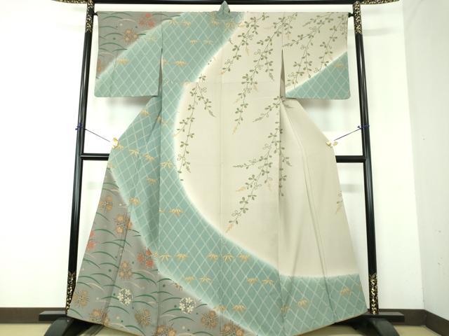平和屋着物●訪問着 露芝花丸文 金彩 正絹 逸品 DABF7858ps