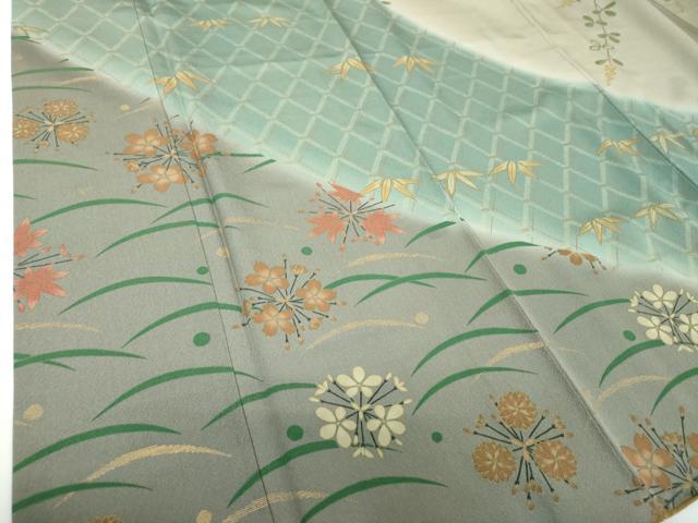 平和屋着物●訪問着 露芝花丸文 金彩 正絹 逸品 DABF7858ps