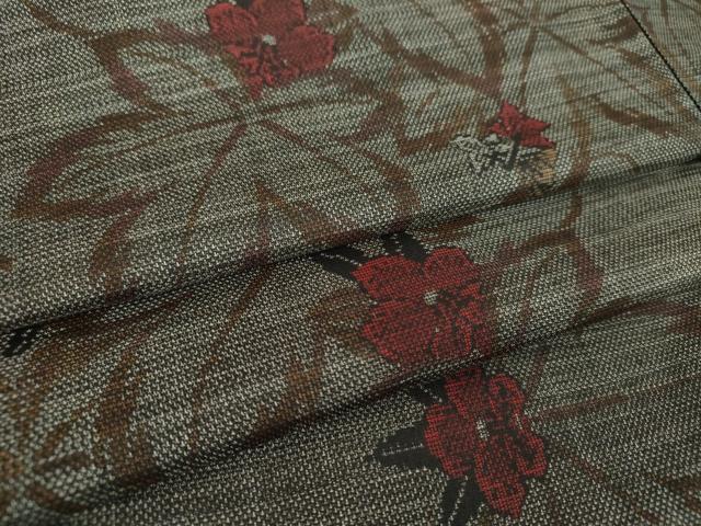 平和屋着物●本場大島紬 9マルキ 草花文 正絹 逸品 未使用 DABF7859ps