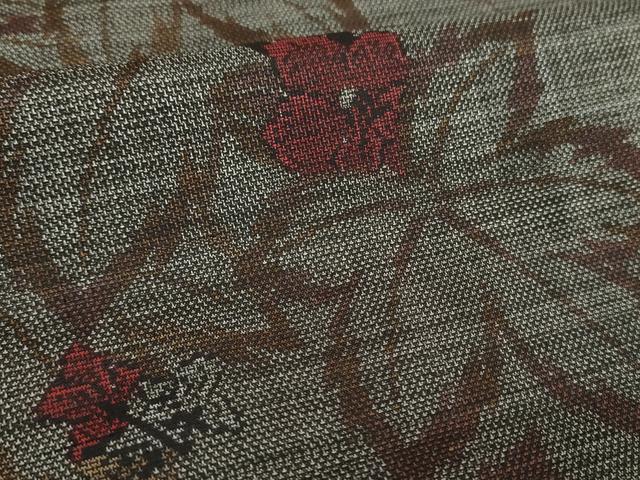 平和屋着物●本場大島紬 9マルキ 草花文 正絹 逸品 未使用 DABF7859ps
