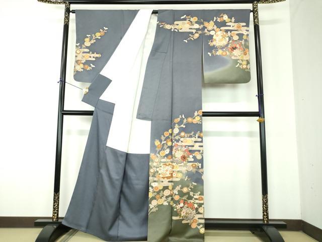平和屋着物●訪問着 駒刺繍 宝尽くし 雪輪花文 暈し染め 金彩 正絹 逸品 DABF7863ps
