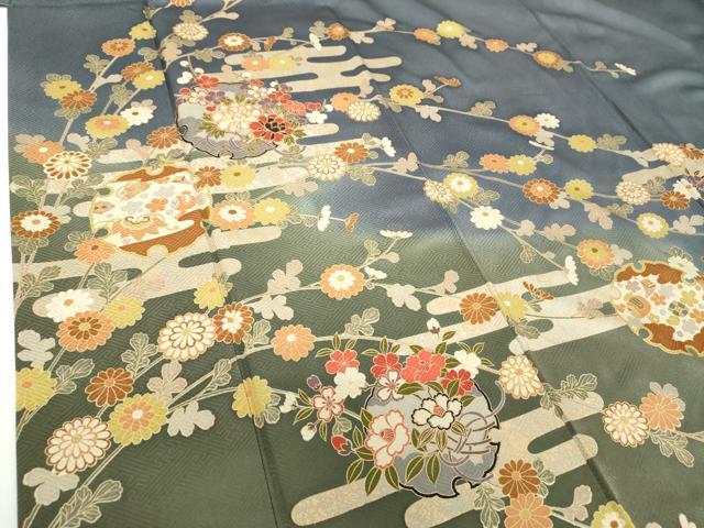 平和屋着物●訪問着 駒刺繍 宝尽くし 雪輪花文 暈し染め 金彩 正絹 逸品 DABF7863ps