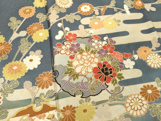 平和屋着物●訪問着 駒刺繍 宝尽くし 雪輪花文 暈し染め 金彩 正絹 逸品 DABF7863ps