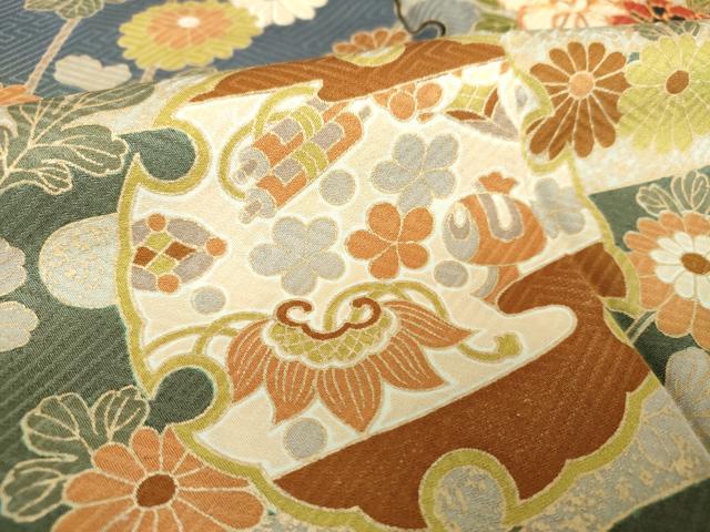 平和屋着物●訪問着 駒刺繍 宝尽くし 雪輪花文 暈し染め 金彩 正絹 逸品 DABF7863ps