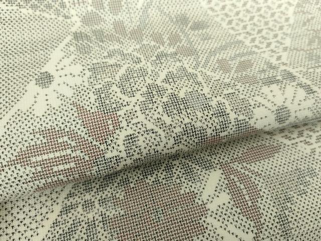 平和屋着物●本場大島紬 白大島 9マルキ 切嵌草花文 正絹 逸品 DABF7876ps