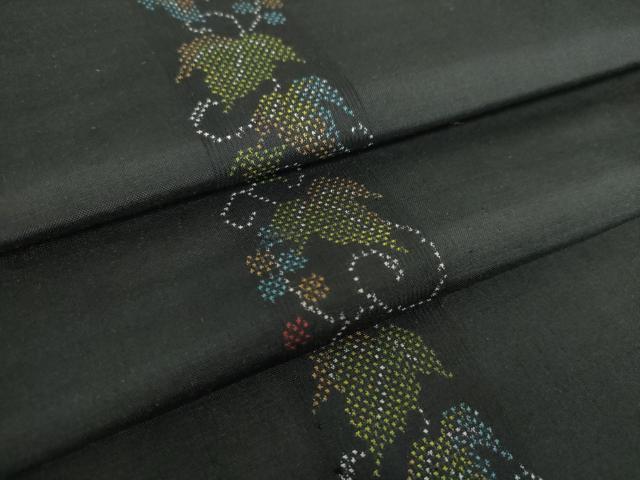 平和屋着物●本場大島紬 7マルキ 葡萄蔦の葉文 正絹 逸品 DABF7878ps