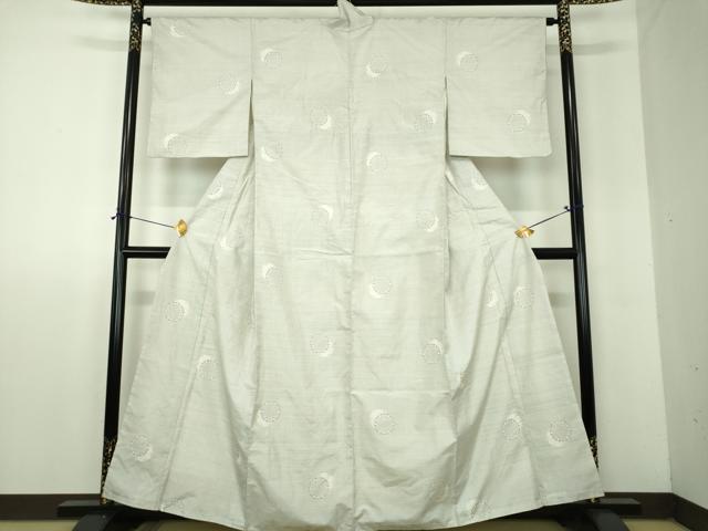 平和屋着物●本場大島紬 白大島 9マルキ 雪輪重ね 正絹 逸品 DABF7882ps