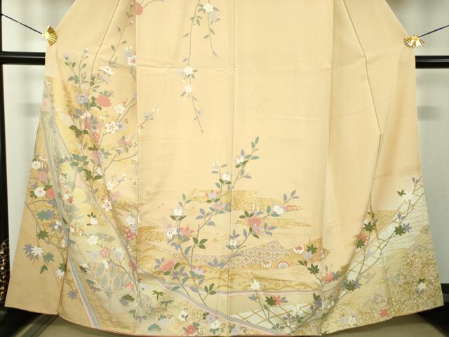 平和屋着物●訪問着 槍梅 枝垂れ桜 吉祥花文 金彩 正絹 逸品 DABF7885ps