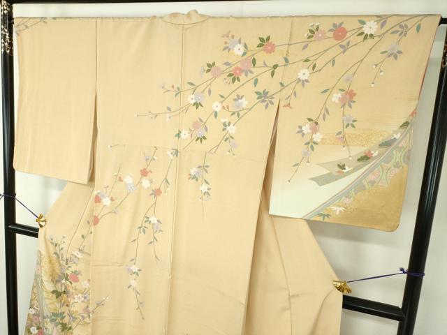 平和屋着物●訪問着 槍梅 枝垂れ桜 吉祥花文 金彩 正絹 逸品 DABF7885ps
