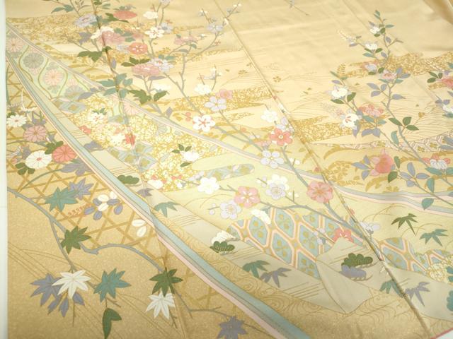 平和屋着物●訪問着 槍梅 枝垂れ桜 吉祥花文 金彩 正絹 逸品 DABF7885ps