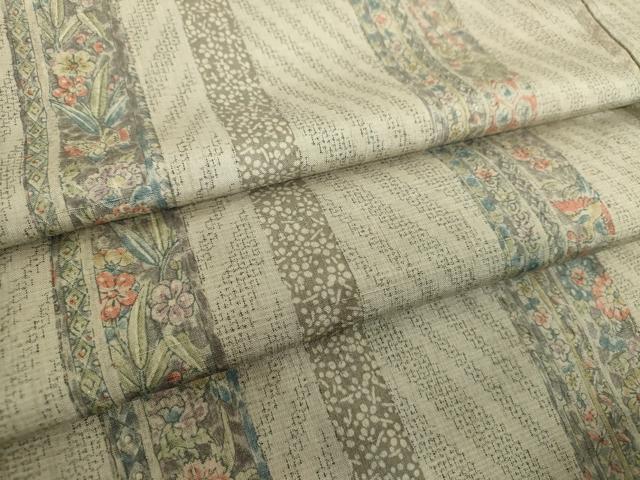 平和屋着物●結城紬 100亀甲 舞蝶花鳥間道 正絹 逸品 DABF7891ps