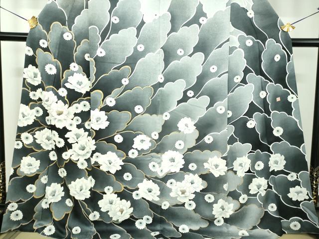 平和屋着物●訪問着 作家物 牡丹文 暈し染め 金彩 鈴乃屋扱い 正絹 逸品 DABF7894ps