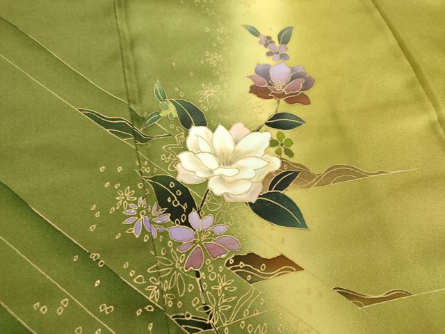 平和屋着物●訪問着 草花文 暈し染め 金彩 正絹 逸品 DABF7897ps