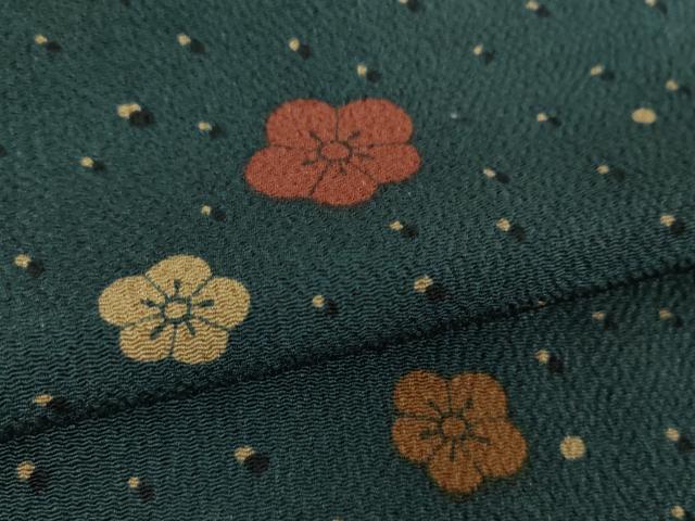 平和屋着物●上質な小紋 舞梅 鬼しぼ縮緬 正絹 逸品 未使用 DABF7901ps