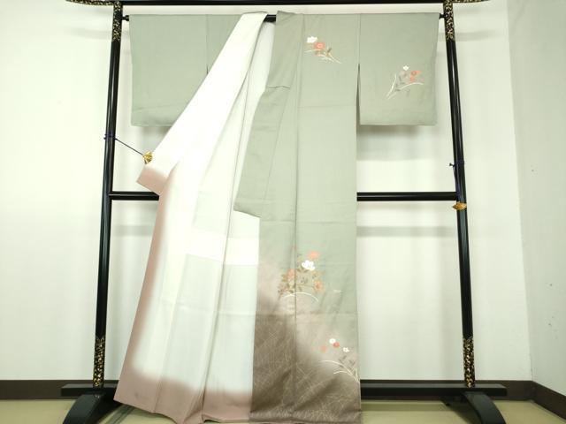 平和屋着物●訪問着 草花文 暈し染め 金彩 正絹 逸品 DABF7904ps