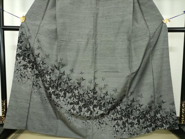 平和屋着物●訪問着 紬地 舞蝶花文 正絹 逸品 DABF7905ps