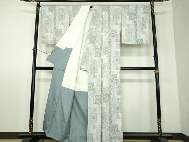 平和屋着物●本場染大島紬 色紙重ね花文 正絹 逸品 DABF7910ps