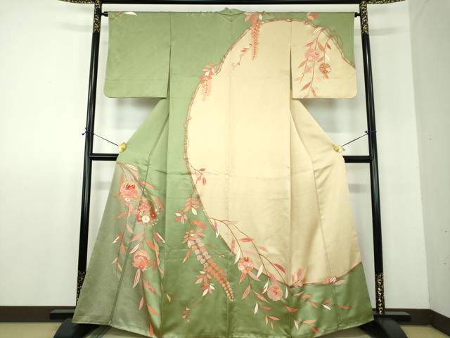 平和屋着物●訪問着 舞蝶花丸文 金彩 正絹 逸品 DABF7913ps