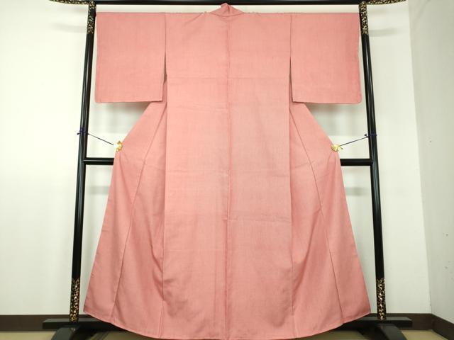 平和屋着物●江戸小紋 紬地 万筋 深緋色×白色 正絹 逸品 未使用 DABF7914ps
