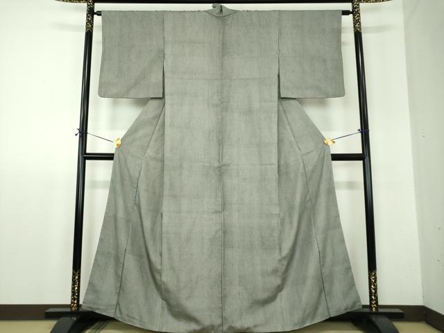 平和屋着物●江戸小紋 紬地 万筋 白色×黒色 正絹 逸品 DABF7915ps