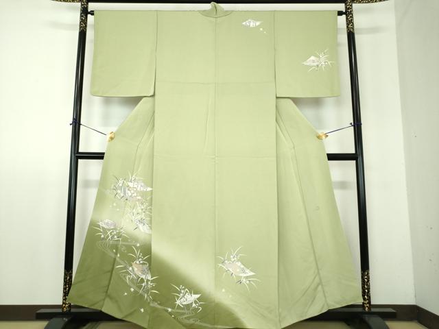 平和屋着物●訪問着 作家物 流水色紙花文 暈し染め 金彩 正絹 逸品 DABF7916ps