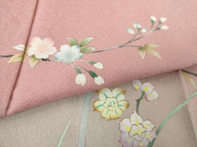 平和屋着物●訪問着 枝垂れ桜 草花文 暈し染め 金彩 正絹 逸品 DABF7925ps