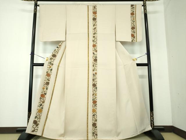 平和屋着物●訪問着 駒刺繍 牡丹唐草間道 金彩 正絹 逸品 DABF7927ps