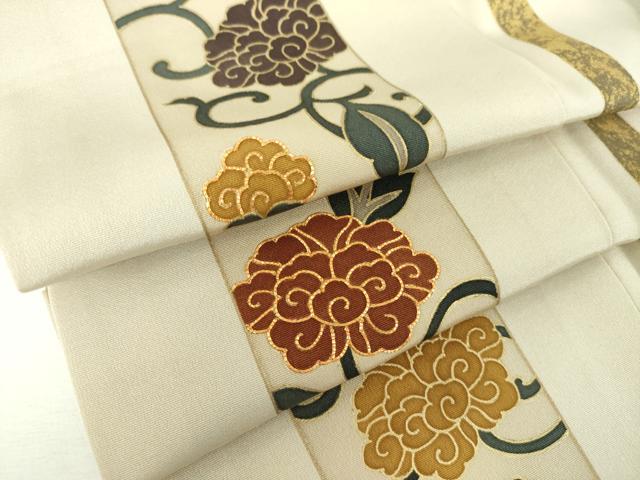 平和屋着物●訪問着 駒刺繍 牡丹唐草間道 金彩 正絹 逸品 DABF7927ps