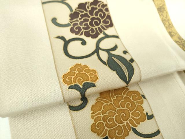 平和屋着物●訪問着 駒刺繍 牡丹唐草間道 金彩 正絹 逸品 DABF7927ps
