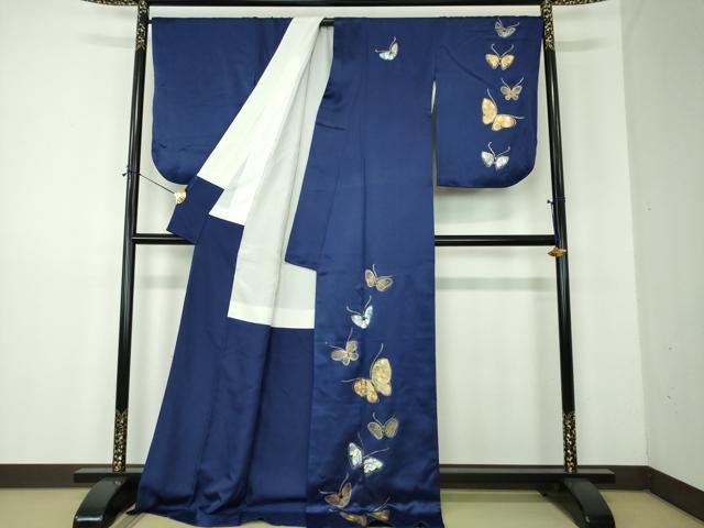 平和屋着物●訪問着 舞蝶文 金銀彩 ロング丈 正絹 逸品 DABF7929ps