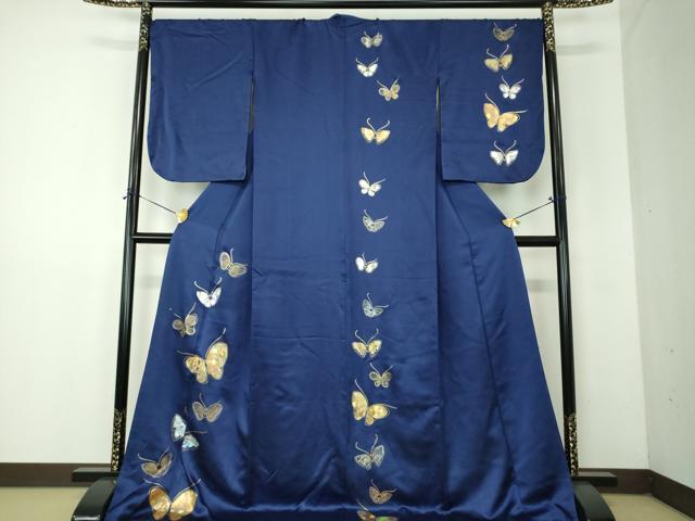 平和屋着物●訪問着 舞蝶文 金銀彩 ロング丈 正絹 逸品 DABF7929ps
