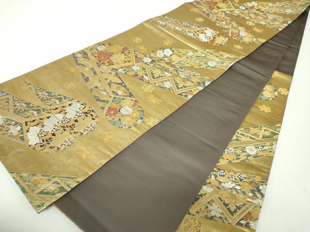 平和屋着物▼六通柄袋帯 高台寺 熨斗金具文 金銀糸 引箔 正絹 逸品 DABF7942ps