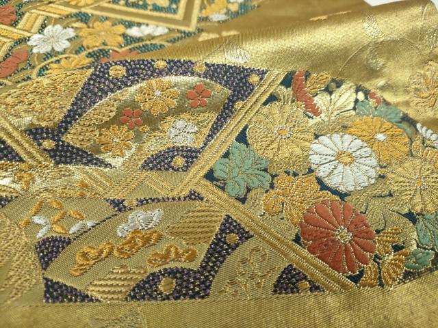 平和屋着物▼六通柄袋帯 高台寺 熨斗金具文 金銀糸 引箔 正絹 逸品 DABF7942ps