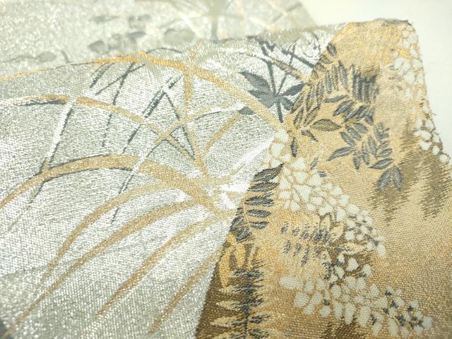 平和屋着物▼六通柄袋帯 地紙花文 金銀糸 正絹 逸品 DABF7971ps
