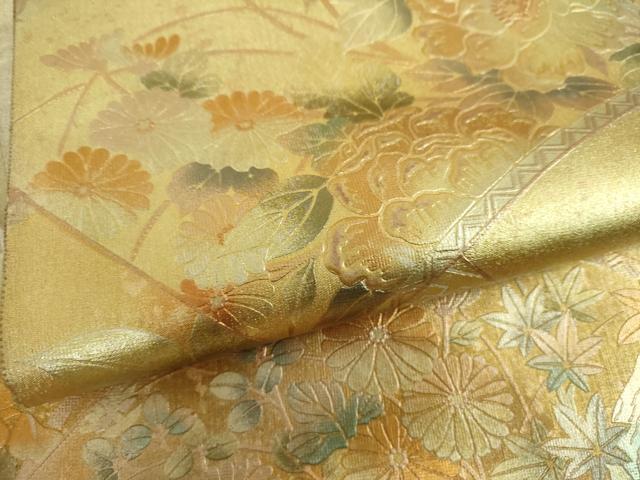 平和屋着物▼綴れ 六通柄袋帯 流水花絵巻 金銀彩 正絹 逸品 DABF7987ps