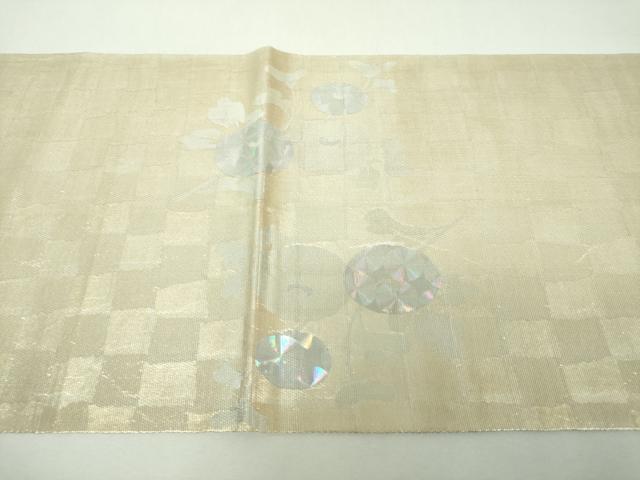 平和屋着物▼太鼓柄袋帯 草花文 金銀彩 正絹 逸品 DABF7991ps