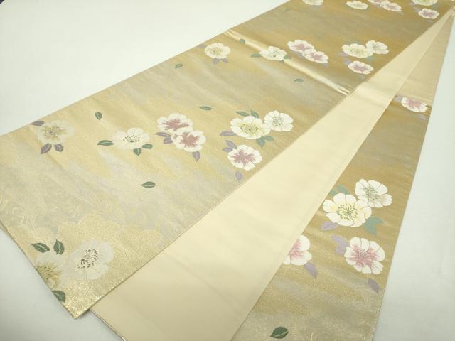 平和屋着物▼六通柄袋帯 流水花文 金銀糸 正絹 逸品 DABF7993ps