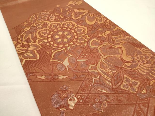 平和屋着物◎太鼓柄袋帯 宝尽くし花文 引箔 正絹 逸品 DABF8024we