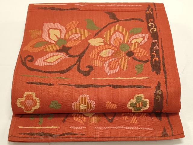 平和屋着物◎六通柄 本袋帯 花唐草文 正絹 逸品 DABF8025we