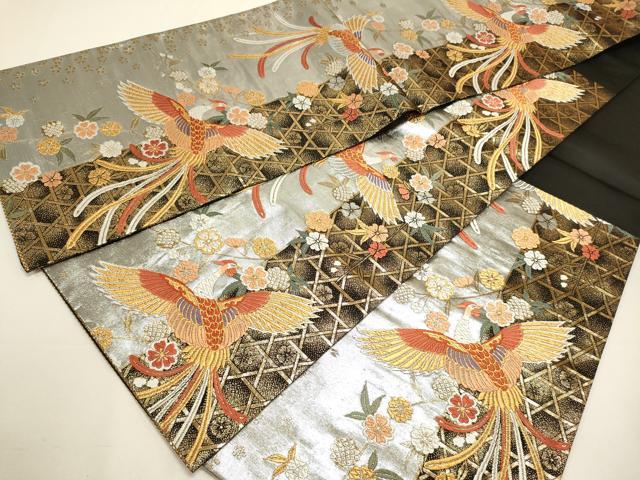 平和屋着物◎六通柄袋帯 唐織 鳳凰花文 金銀糸 正絹 逸品 DABF8026we