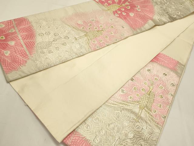 平和屋着物◎六通柄袋帯 唐織 孔雀 金銀糸 正絹 逸品 DABF8036we