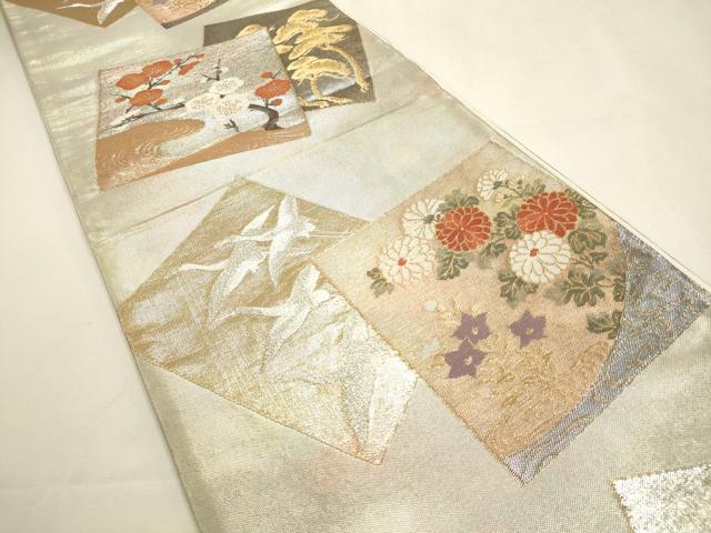 平和屋着物◎佐賀錦 六通柄袋帯 琳派色紙文 金銀糸 引箔 正絹 逸品 未使用 DABF8051we