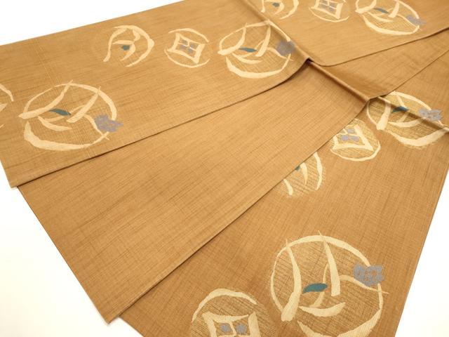 平和屋着物◎六通柄袋帯 紬地 花丸文 金糸 正絹 逸品 DABF8061we