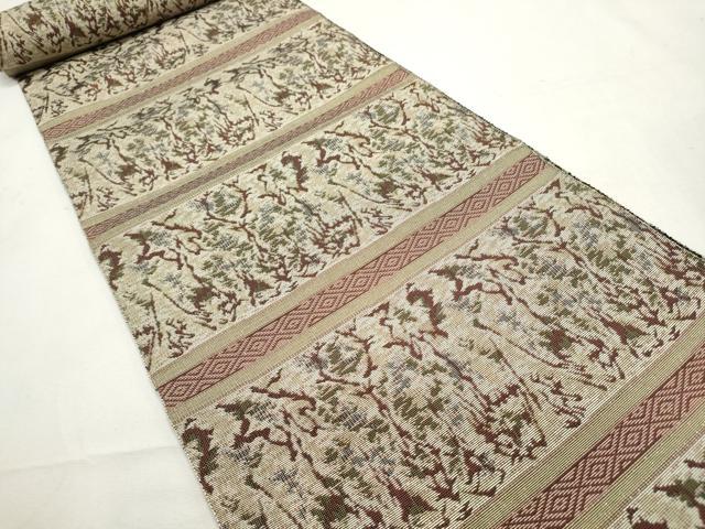 平和屋着物▼本場筑前博多織 名古屋帯 帯反物 抽象文様 松居織物謹製 証紙付き 逸品 未使用 DABF8249we