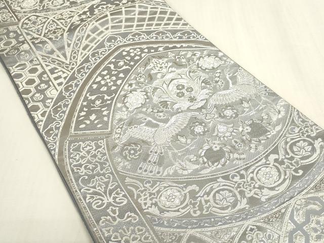 平和屋着物◎六通柄袋帯 九百錦 花鳥唐草文 プラチナ箔 正絹 逸品 DABF8427we
