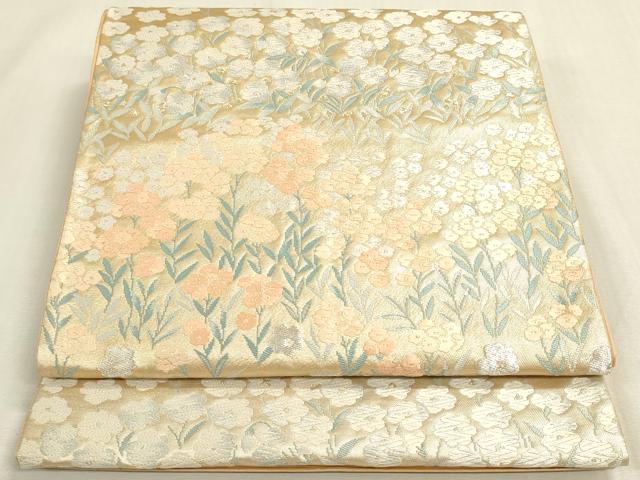 平和屋着物◎六通柄袋帯 唐織 大原乃里 草花文 金銀糸 正絹 逸品 DABF8435we