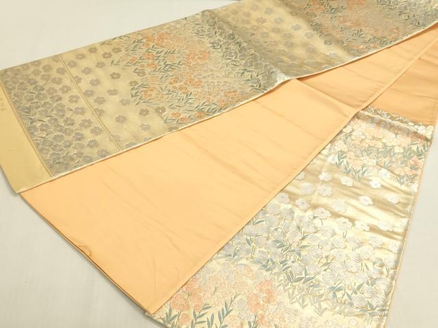 平和屋着物◎六通柄袋帯 唐織 大原乃里 草花文 金銀糸 正絹 逸品 DABF8435we